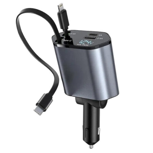 Incarcator Auto 4 in 1 Super Fast Charge, Compatibil iPhone, Huawei, iPad, AirPods, Samsung,
