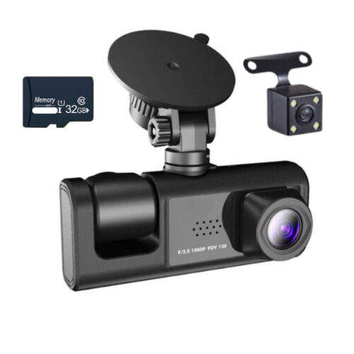 Camera Auto De Bord IdealTI® -FHD 1920P, 3 Unghiuri De Filmare, Loop Recording, G-sensor, Detectare Miscare