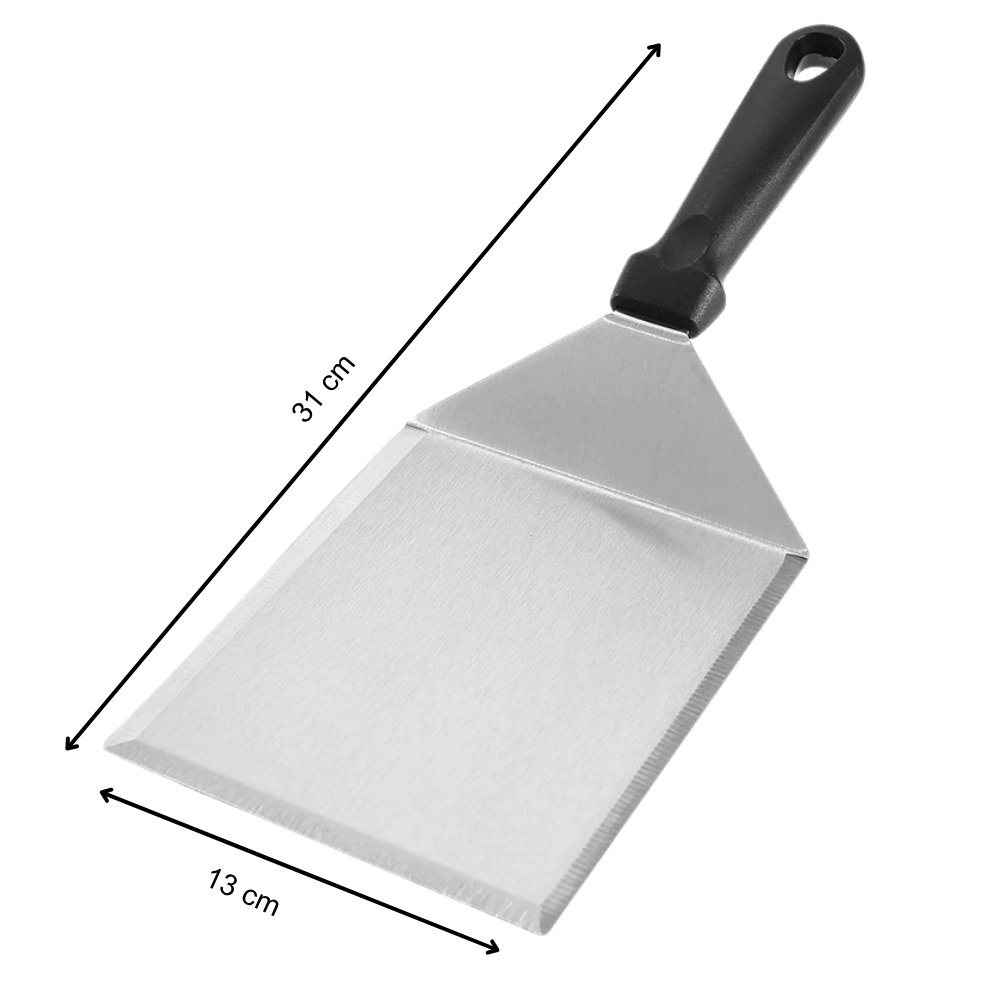 Spatulă grătar profesională din inox IdealTI®, 31x13 cm, pentru carne și burgeri

