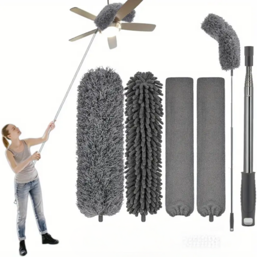 Pămătuf Telescopic 5 în 1 pentru Curățat Praful, Extensibil 290 cm, Microfibră Reutilizabilă – IdealTI®