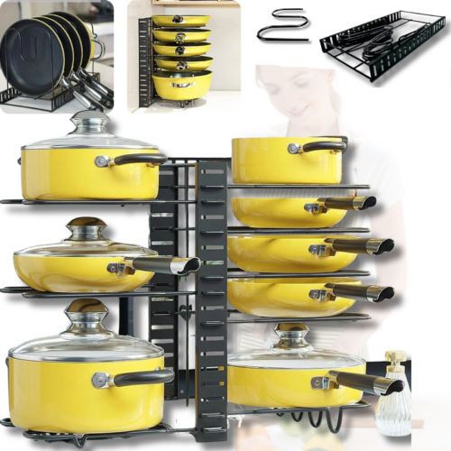 Suport Organizator Vase Bucătărie 8 Niveluri Reglabil Vertical/Orizontal | IdealTI®